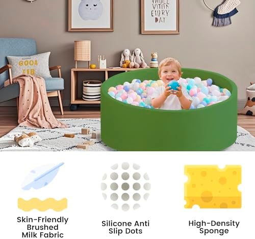 Ball Pit for Toddlers 47.24''x15.75'' Baby Ball Pits Round Foam Ball Pits Lagre Kids Ball Pit Kids Play Ball Pool Ideal Gift for Children (Green, NO Balls)