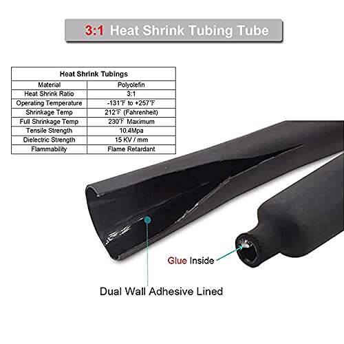 TKDMR 20pcs 1/0 AWG-1/4 Battery Lugs,Heavy Duty Wire Lugs,Ring Terminals,Battery Cable Ends,0 Guage terminals,Battery Terminal Connectors with 20pcs 3:1 Heat Shrink Tubing