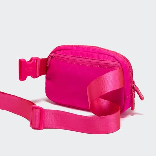 Pander Two Way Zipper Fanny Pack Nylon Everywhere Belt Bag for Women, Water Repellent Waist Packs, Crossbody Bags with Adjustable Strap (Sonic Pink).