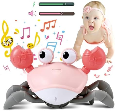 control future Baby Girl Toys Tummy Time: Pink Crawling Crab Babies Montessori Toy Learning 36 Months 3 Year Old Birthday Infant Girls Valentines Gifts Stuff 0 1 2 Essentials