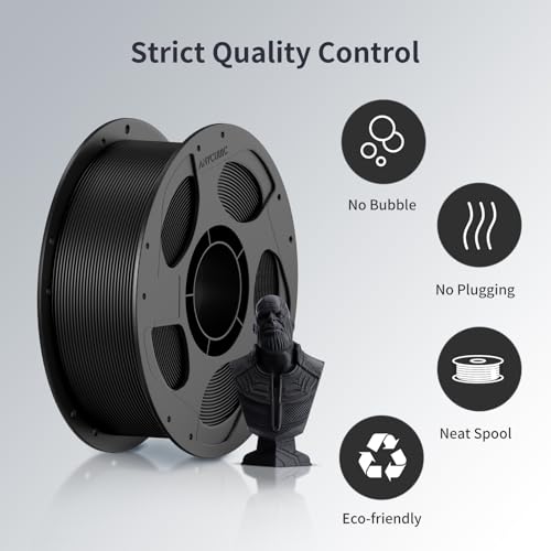 ANYCUBIC 3D Printer Filament PLA Bundle, PLA Filament 1.75mm Dimensional Accuracy +/- 0.02mm, 1KG Reusable Spool, 2KG Black