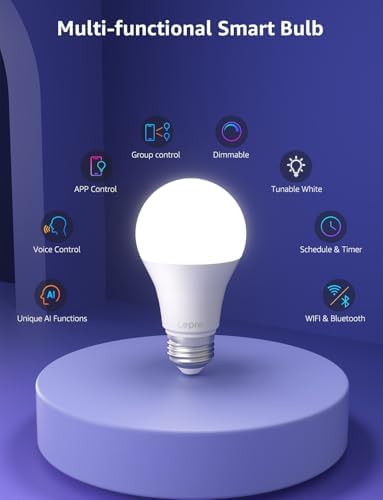 Lepro B1 AI Smart Light Bulbs - WiFi & Bluetooth RGBWW Color Changing LED Bulb Compatible with Alexa & Google Assistant, AI Generated Lighting LLM, AI Voice Control, Music Sync, 2.4GHz Only, 2 Pack