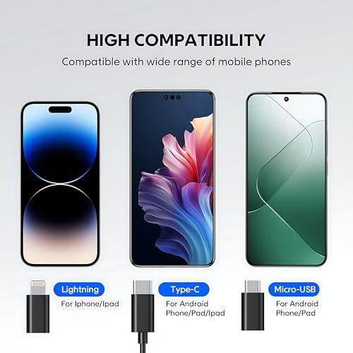 USB Digital Microscope, 50x-1600x Magnification Handheld, 1440P HD 8 LED Lights, Portable Pocket, Compatible with iOS and Android Devices, 2MP Magnifier Microscopes Camera (321P with Stand)