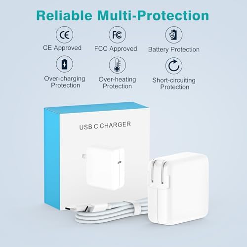 Charger for MacBook Pro 16 14 inch MacBook Air 15 13 inch 2025 2024 2023 2022 2021 2020 2019 M4 M3 M2 M1, Super Compact 100W USB C Laptop Power Adapter, 6.6FT USB-C Braided Cable, Original Quality