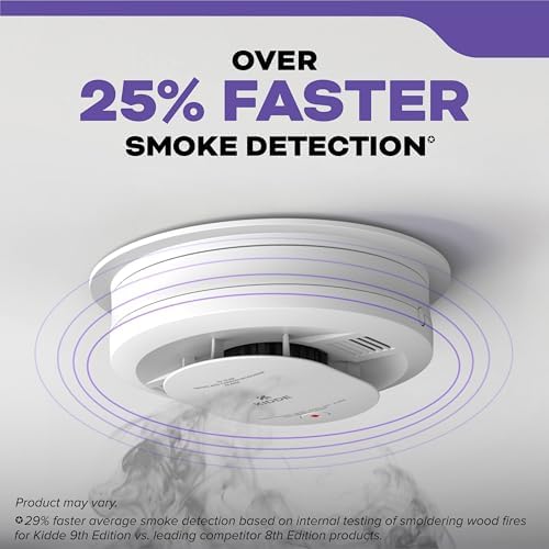 Kidde Hardwired Smoke & Carbon Monoxide Detector, 10-Year Battery Backup, Voice Alerts, Interconnectable LED Warning Light Indicators, 4 Pack