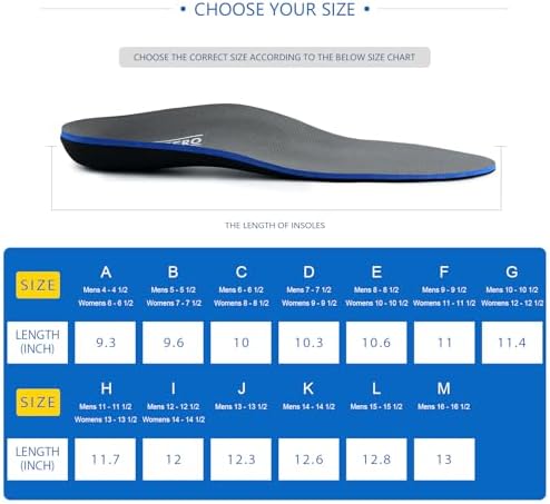 Plantar Fasciitis Feet Insoles Arch Supports Orthotics Inserts Relieve Flat Feet, High Arch (Mens 16-16 1/2)