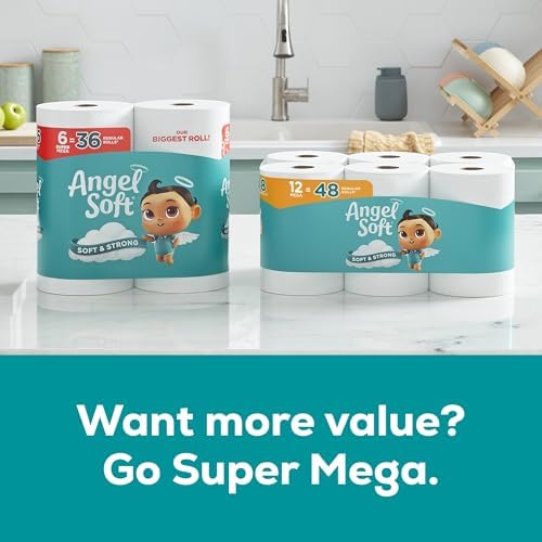 Angel Soft Toilet Paper, 48 Mega Rolls = 192 Regular Rolls, Soft and Strong Toilet Tissue