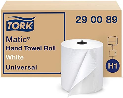 Tork Matic Soft Hand Towel Roll & Matic Paper Hand Towel Roll White H1, Universal, 100% Recycled Fiber, 6 Rolls x 700 ft, 290089