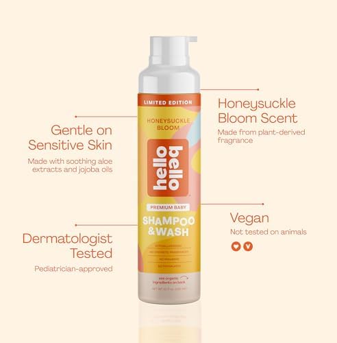 Hello Bello Baby Shampoo & Body Wash, Honeysuckle Bloom Scented, 10oz Bottle (Pack of 2)