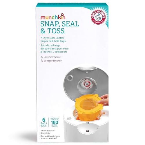 Munchkin® Refill Set for STEP™ and PAIL™ Diaper Pails - Includes 6 Snap, Seal & Toss™ Refill Bags and 2 Refill Rings