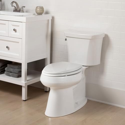 Mayfair Cassel Slow Close Toilet Seat, Easy Clean, Non Slip Premium Wood Seat, Easy Install, Made in USA, Elongated, White