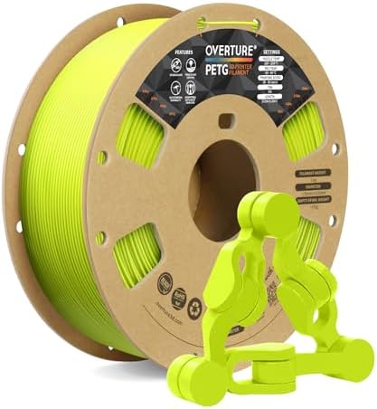 OVERTURE PETG 3D Printer Filament 1.75mm, Neatly Wound Durable PETG 1kg Spool (2.2lbs), Strong Toughness Filament, Dimensional Accuracy +/- 0.02mm, Fit Most FDM Printers (Grass Green)