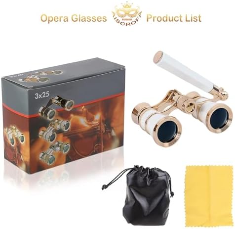 Opera Glasses,3X25 Theater Binoculars with Foldable and Extendable Handle,Mini Binocular Compact Lightweight,Portable Theater Glasses for Adults Kids Women in Musical Concert