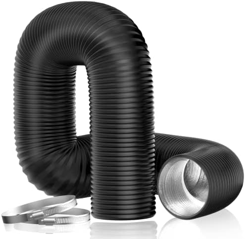 Dryer Vent Hose, 4'' Insulated Flexible Duct 16FT with 2 Duct Clamps, Heavy-Duty Three Layer Protection for HVAC Ventilation, Duct Fan Systems