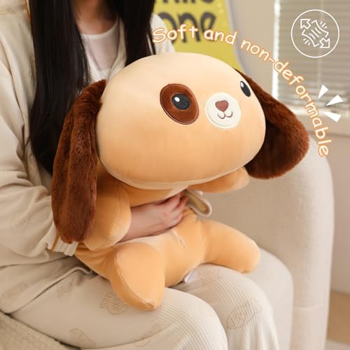 SQEQE Weighted Dog Plush, Weighted Dog Stuffed Animal, Cute Larbrador Plushies Soft Pillow Toy Gift for Kids Adults Brown 23.6 Inch, 3.1 Lbs
