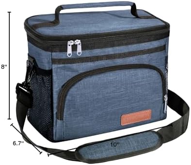 ExtraCharm Insulated Lunch Bag for Women/Men - Reusable Lunch Box for Office Picnic Hiking Beach - Leakproof Cooler Tote Bag Organizer with Adjustable Shoulder Strap for Adults - Blue