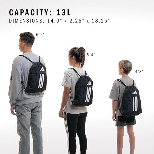 adidas Alliance Sackpack, Drawstring Backpack, Lightweight Small Gym Bag for Women and Men, Chalky Brown/Gunmetal, One Size