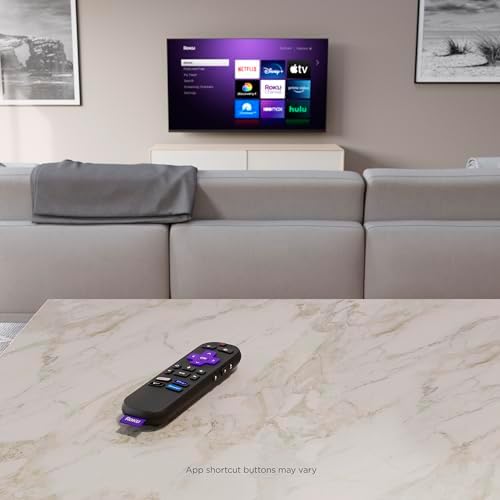 Roku Voice Remote | Replacement TV Remote Control with Voice Control, Simple Setup, & Pre-Set App Shortcuts - Compatible with Roku TV, Players, & Audio Devices