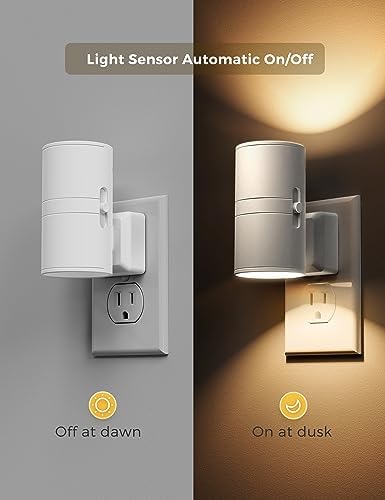L LOHAS LED Night Light Plug in, Night Lights Plug into Wall, Light Sensor, 0-100LM, Soft White 3000K, Dimmable Night Light, Modern Nightlight for Hallway Bedroom Stairway, 2 Pack