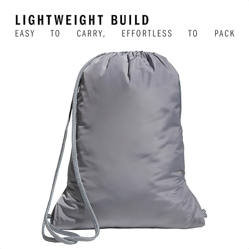 adidas Alliance Sackpack, Drawstring Backpack, Lightweight Small Gym Bag for Women and Men, Twill Grey/Rose Gold/Grey, One Size