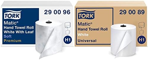 Tork Matic Soft Hand Towel Roll & Matic Paper Hand Towel Roll White H1, Universal, 100% Recycled Fiber, 6 Rolls x 700 ft, 290089