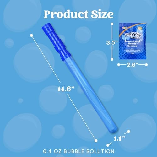 JOYIN 14.6’’ Big Bubble Wands for Kids, 1 Dozen Bubble Wand Bulk with Refill Solution for Summer Toy Party Favor, Outdoors Activity, Easter Basket Stuffers, Birthday Gift