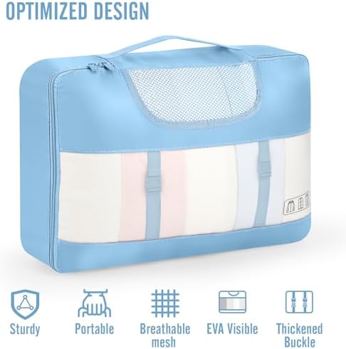 Veken 10 Set Packing Cubes for Travel Essential, Suitcase Organizer Bags in 4 Sizes, Carry-On Luggage Accessories with Large Laundry & Hanging Toiletry Bag, Must-Have for Airplane, Road Trip & Camping