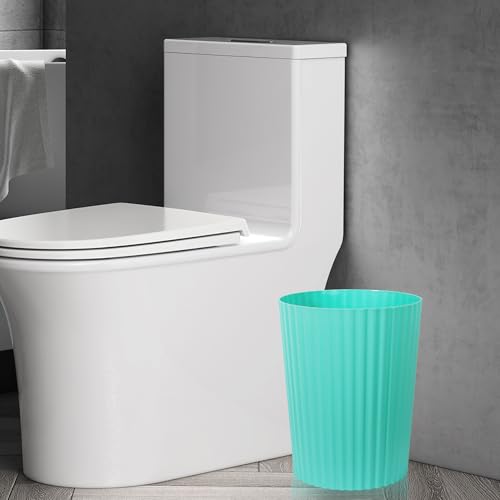 JiatuA Small Trash Can Plastic Wastebasket Round Garbage Container Bin for Bathroom, Kitchen, Bedroom, Home Office, College Dorm, Light Blue