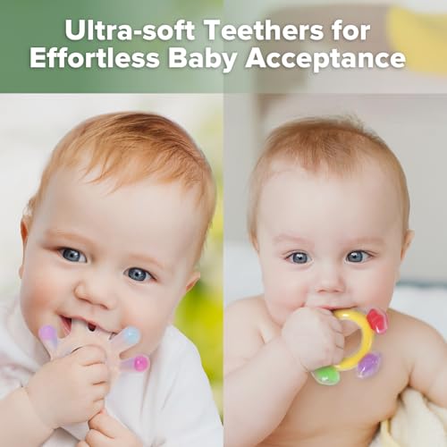 Haakaa Silicone Teether Combo - Baby Freezer Teething Toy - Soft Cold Teether - Soothe Teething Pain & Itching Gums - Perfect Size - Palm & Ferris Wheel Shape for 3M+ Babies BPA Free - 2 pk