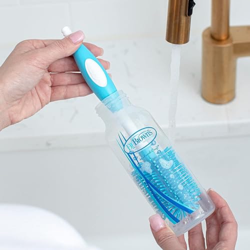 Dr. Brown's Soft Touch No Scratch Baby Bottle Cleaning Brush Nipple Cleaner with Stand and Storage Clip, BPA Free, Blue 1-Pack (Pack of 5)