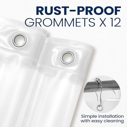 downluxe Set of 3 Waterproof Clear Shower Curtain Liner - PEVA Lightweight Plastic Shower Liner with 3 Magnets, Shower Curtains for Bathroom, 72" x 72", Clear