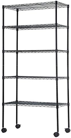 Wire Shelving Unit Metal Shelf Organizer Heavy Duty Wire Rack Storage Unit Rack Utility for Bathroom Office Kitchen (Black, 14" D x 30" W x 60" H)