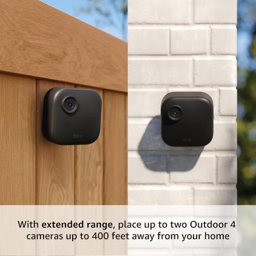 Blink Outdoor 4 XR (newest model) – two-year battery wireless camera with 4x security coverage, 1000 ft open-air range or 400 ft with typical use — 2 camera system