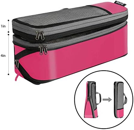 BAGAIL 4 Set/6 Set/8 Set Compression Packing Cubes Travel Accessories Expandable Packing Organizers (Half Mesh, 6-Fuchsia)