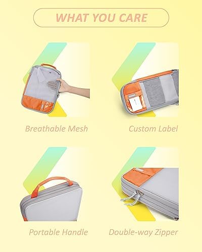 BAGSMART 6 Set Compression Packing Cubes - Lightweight Travel Essentials, Durable Luggage Organizer