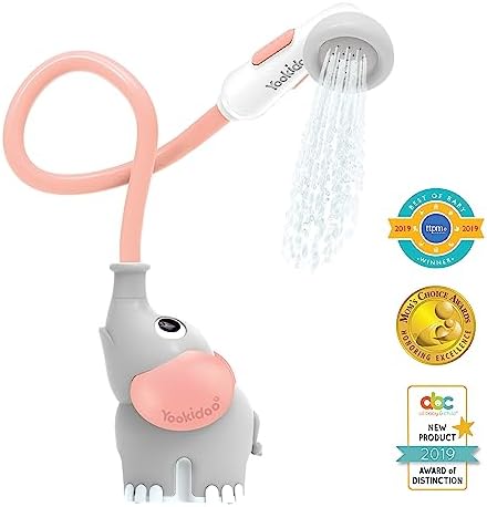 Yookidoo Baby Bath Shower Head - Elephant Bath Toy and Trunk Spout Rinser - for Newborn Babies in Tub Or Sink (Pink)