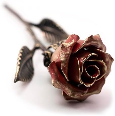 Hand Forged Wrought Iron Rose - Romantic Metal Gift of Everlasting Love - 6th Year Wedding Anniversary Surprise for Her