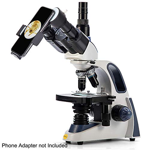 Swift SW380T 40X-2500X Magnification, Siedentopf Head, Research-Grade Trinocular Microscope Compound Lab with Wide-Field 10X/25X Eyepieces, Mechanical Stage, Ultra-Precise Focusing, Camera-Compatible