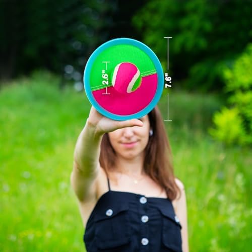 Ayeboovi Toss and Catch Ball Set with 8 Paddles 4 Balls Outdoor Beach Pool Toys for 3 4 5 6 7 8 Year Old Boys Girls Birthday Gift Outside Camping Lawn Yard Games for Kids and Family