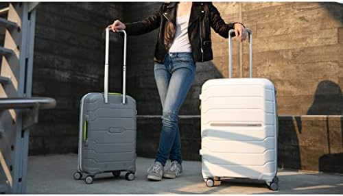 Samsonite Freeform 28-Inch Large Luggage with Dual 360° Spinner Wheels - Checked Suitcase - TSA Lock, Airline-Approved - Lightweight Durable Polypropylene Expandable Hardshell - White/Grey