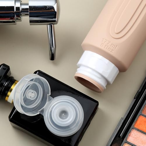 Travel Bottles for Toiletries, Large 6oz Oversize Containers, BPA Free Leak Proof Tubs Refillable Liquid Traveler Accessories with Toiletry Bag for Cometic Shampoo and Lotion Soap (4 Pack)