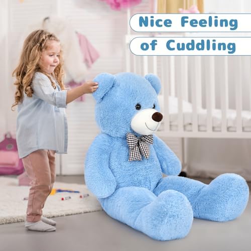 MaoGoLan Giant Teddy Bear Plush Toy - Ultra Soft & Cute Large Stuffed Animal 39 inches, Perfect for Baby Showers, Birthdays, Valentine’s Day Gifts (Kids, Couples, Family),Blue