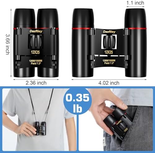 12x25 Small Compact Binoculars for Adults & Kids - Mini Lightweight High Powered Binoculars with Clear Vision for Cruise Ship, Bird Watching, Travel, Opera Concert
