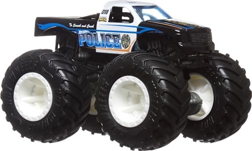 Hot Wheels Monster Trucks, 1:64 Scale Monster Trucks Toy Trucks, Set of 4, Giant Wheels, Favorite Characters and Cool Designs