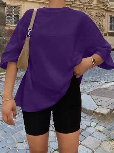 Trendy Queen Womens Oversized Summer T Shirts Fashion Workout Plus Size Tops Short Sleeve Beach Vacation Gym Clothes 2025