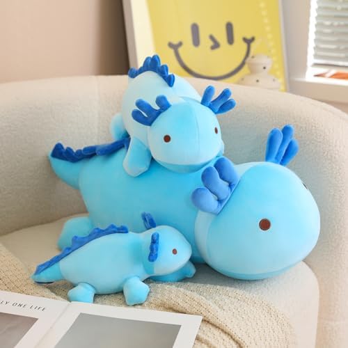 SQEQE Weighted Axolotl Plush Toy, Blue Axolotl Stuffed Animals Cute Plush Pillow, Kawaii Weighted Stuffed Animals Gifts for Girls & Boys Blue 23.6 Inch, 3.1 Lbs