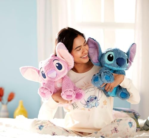 DISNEY STORE Official Angel Medium Soft Toy for Kids, Cuddly Character with Fuzzy Texture and Embroidered Details, Flexible Floppy Ears, Disney Plushy Suitable for All Ages.