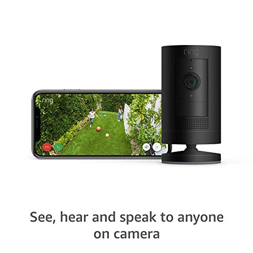 Like-New Ring Stick Up Cam Battery HD security camera with custom privacy controls, Simple setup, Works with Alexa - Black