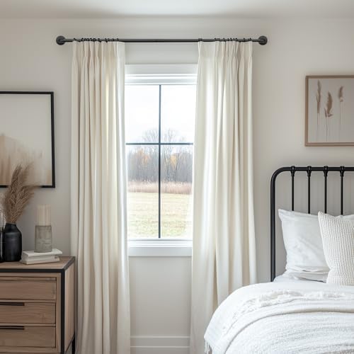 Zeerobee Curtain Rods for Windows 48 to 84, 1 Inch Industrial Wrap Around Black Curtain Rod, Indoor/Outdoor Room Divider Adjustable Drapery Pole, 48"-86"