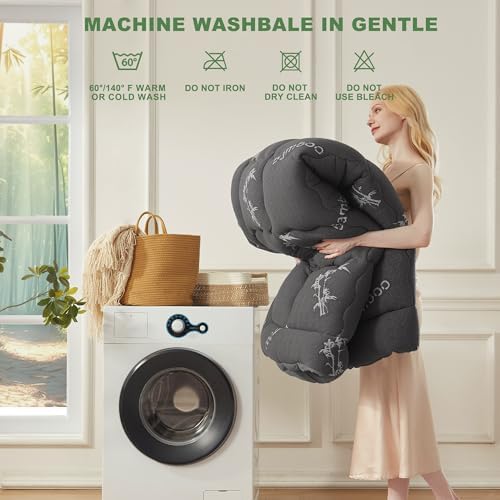 BEDLORE Queen Mattress Topper Viscose Derived from Bamboo, Thick Pillow Top Mattress Pad with Stretchable Pockets for 6-18 inches Mattress, Soft Mattress Topper for Back Pain Relief(Dark Gray)